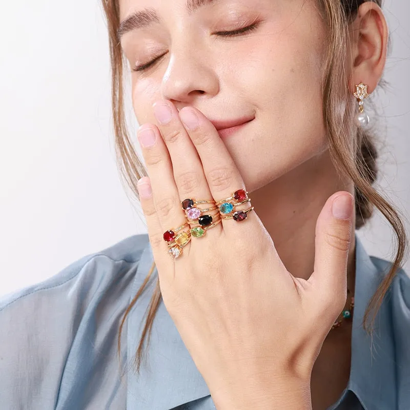 Stackable Minimalist Birthstone Rings