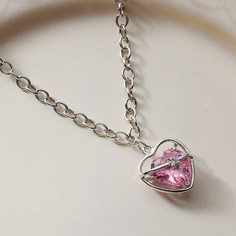 Stella Pink Heart Necklace