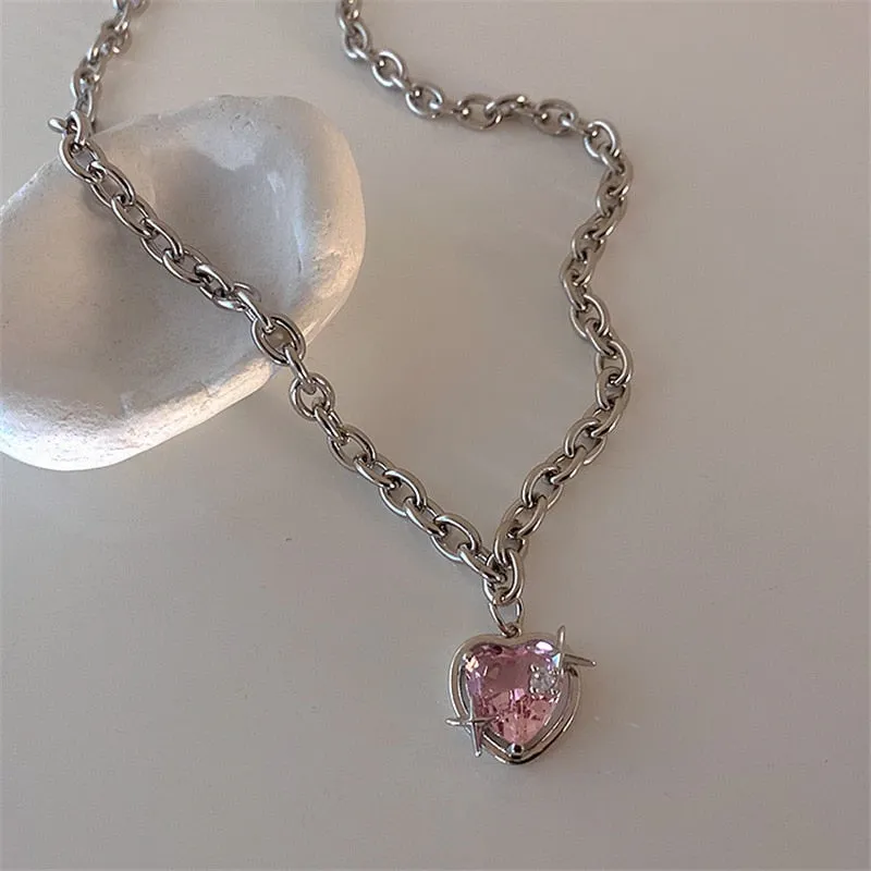 Stella Pink Heart Necklace