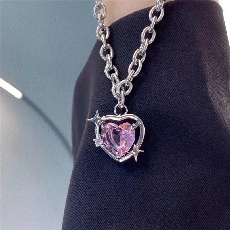 Stella Pink Heart Necklace