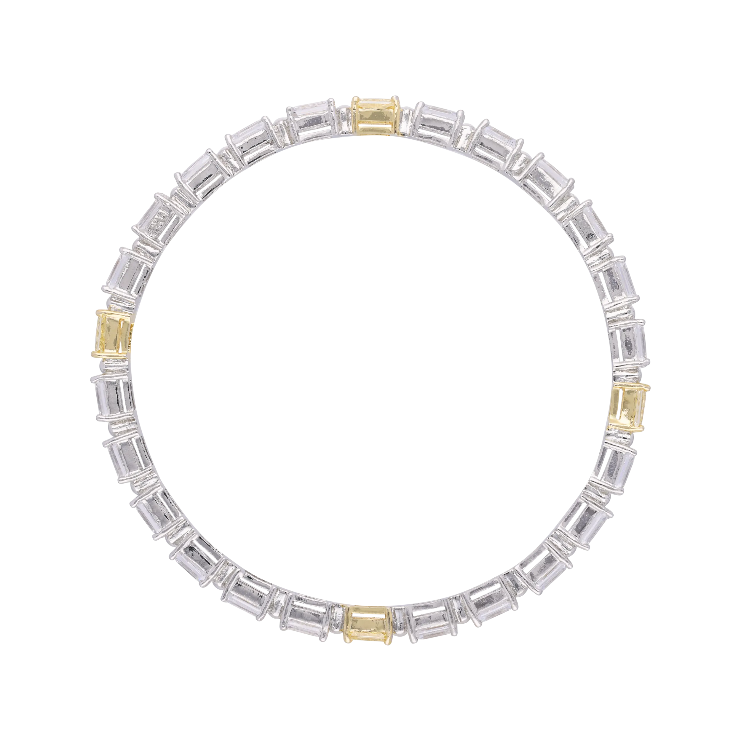 Sterling Silver Bangles with Emerald Cut Cubic Zirconia | SKU : 0020289799