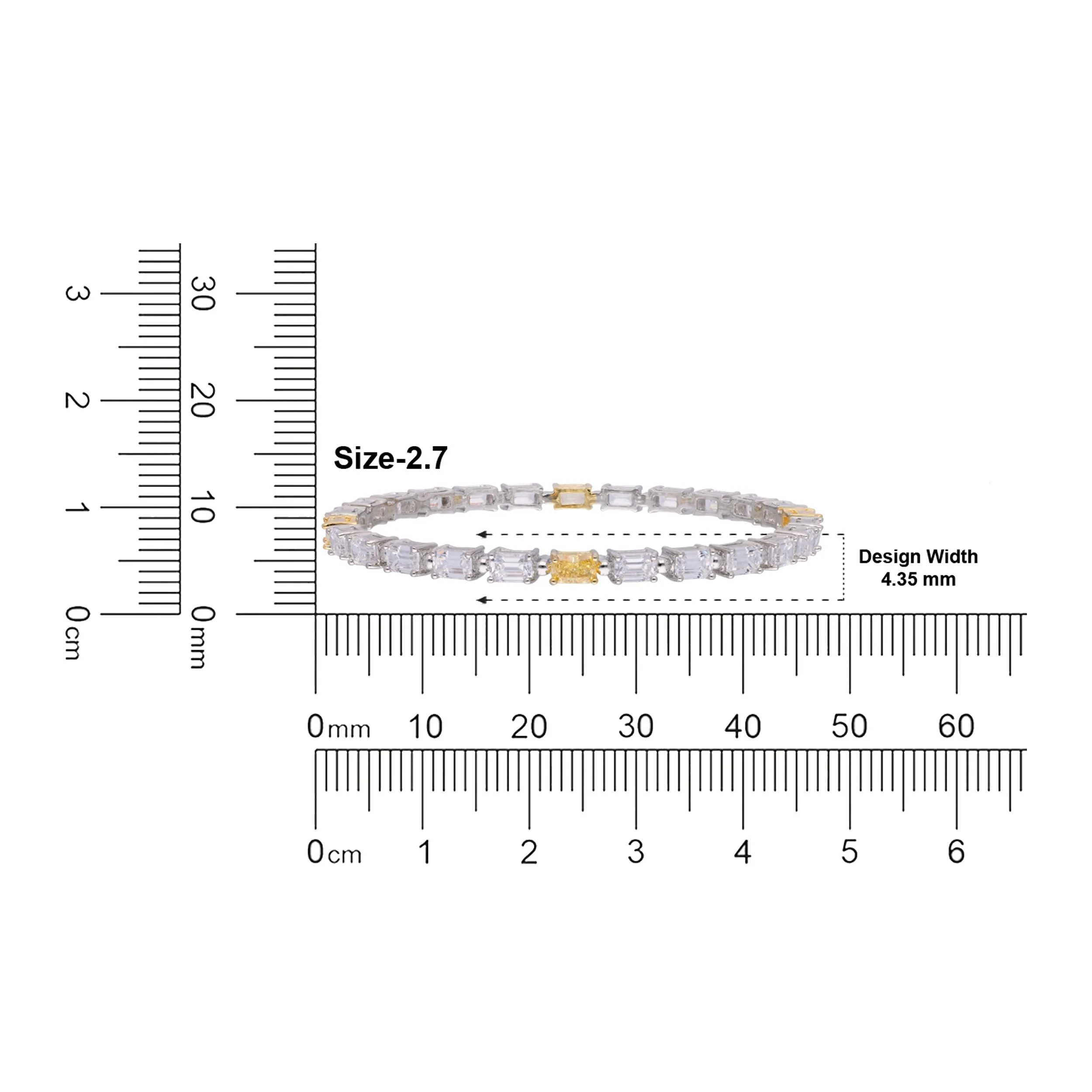 Sterling Silver Bangles with Emerald Cut Cubic Zirconia | SKU : 0020289799