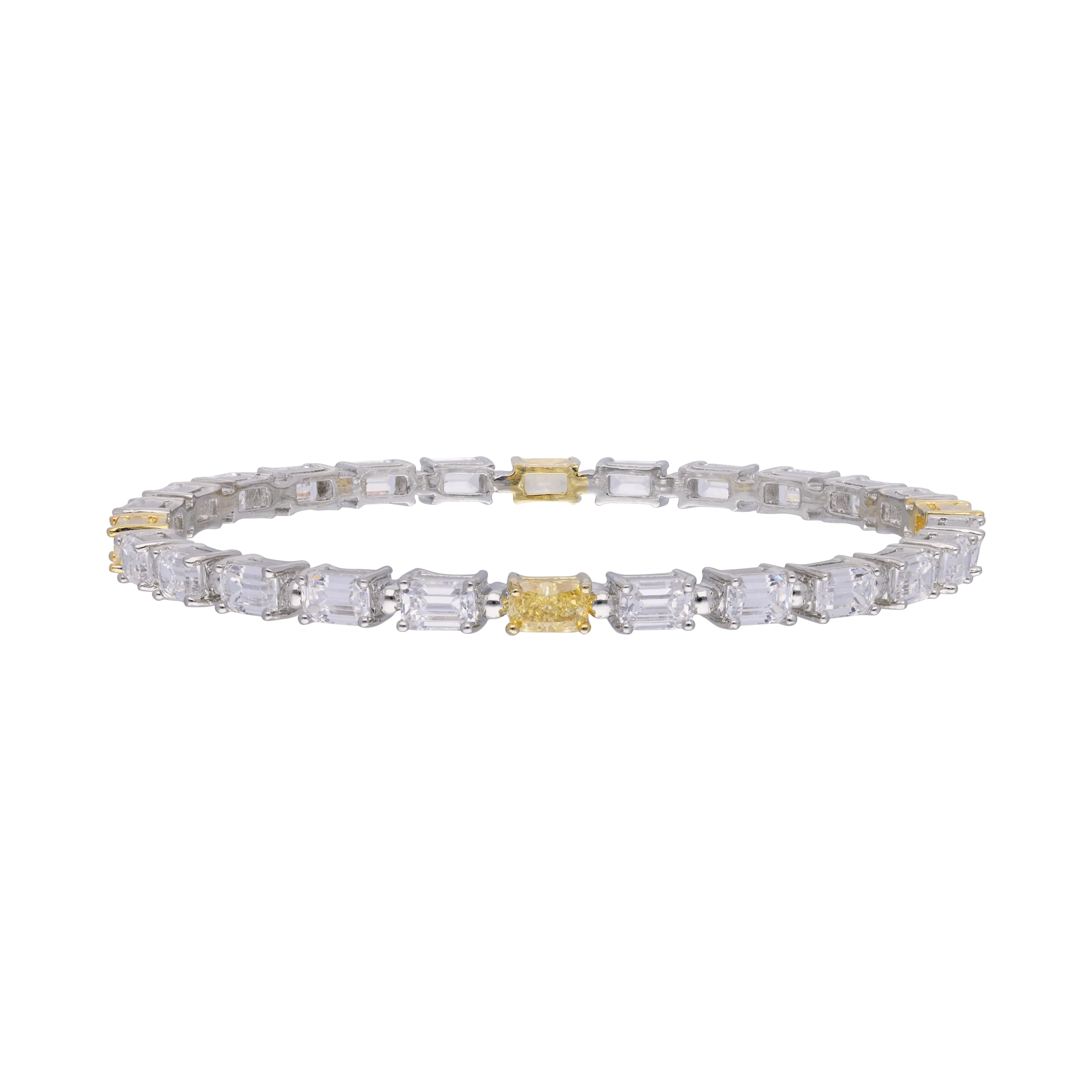 Sterling Silver Bangles with Emerald Cut Cubic Zirconia | SKU : 0020289799