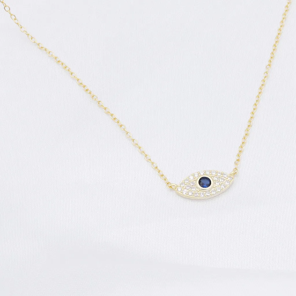 Sterling Silver Evil Eye Necklace - Gold