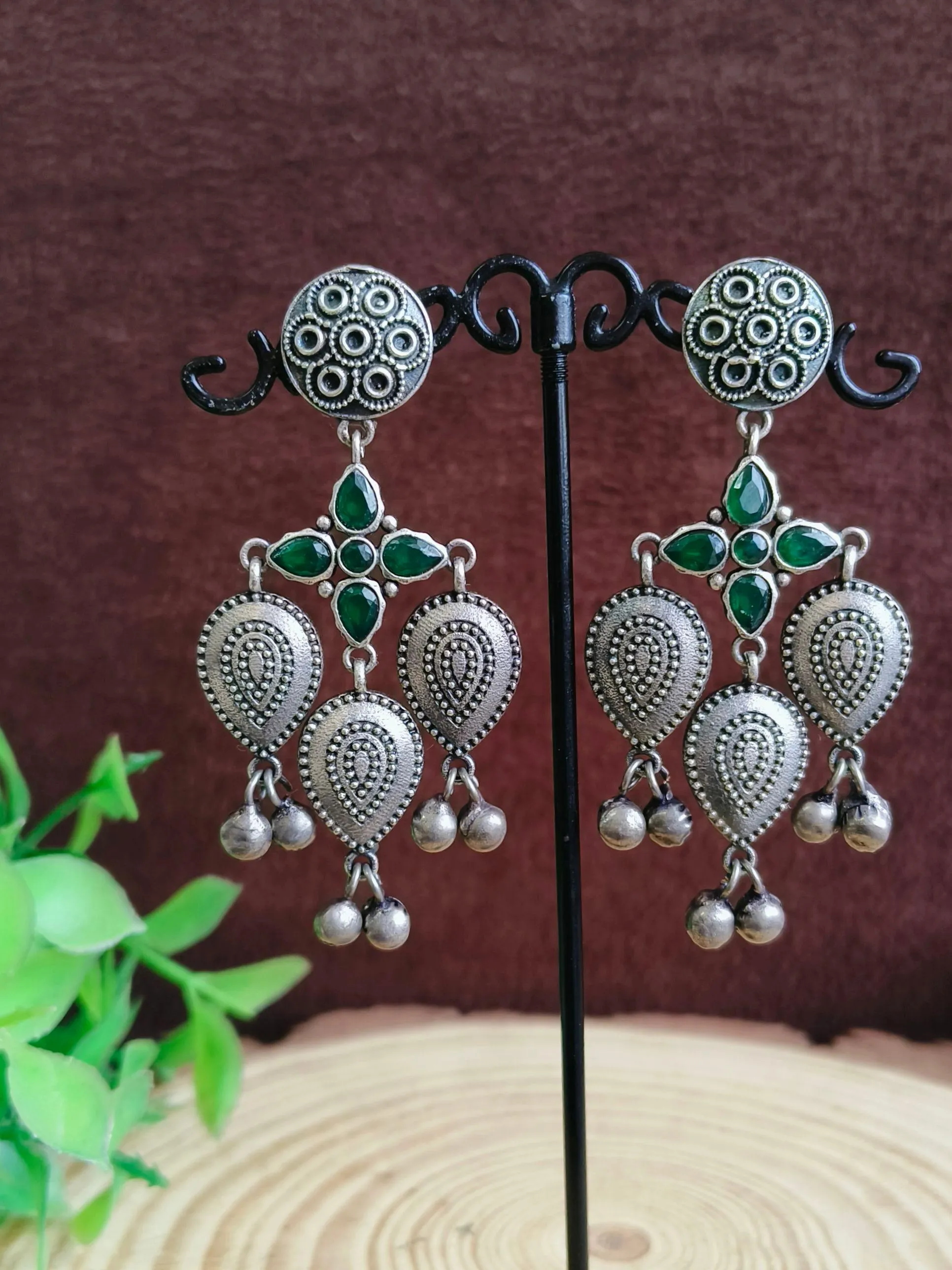 Stone Oxidized Dangler Earrings | Sarichka