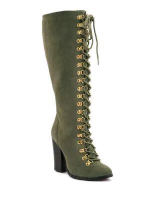 Street-Slay Antique Block Heeled Over Calf Boot