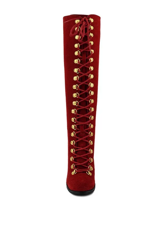 Street-Slay Antique Block Heeled Over Calf Boot