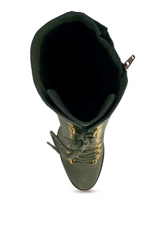 Street-Slay Antique Block Heeled Over Calf Boot