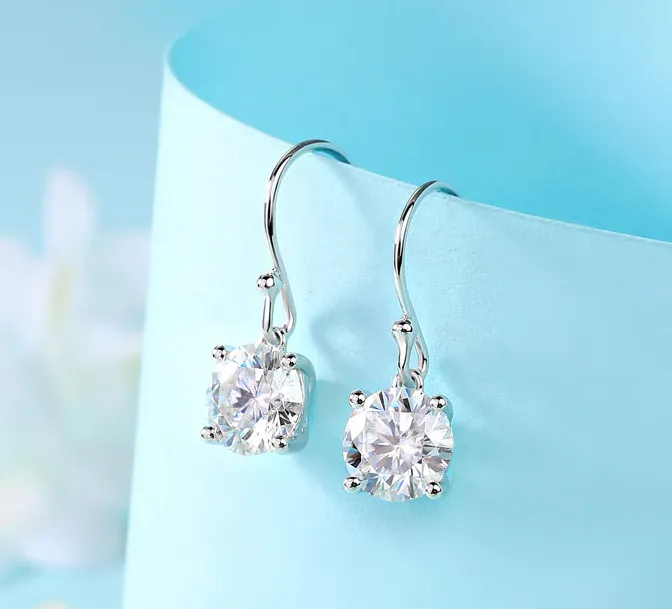 Stylish Diamond Hook Drop Earrings