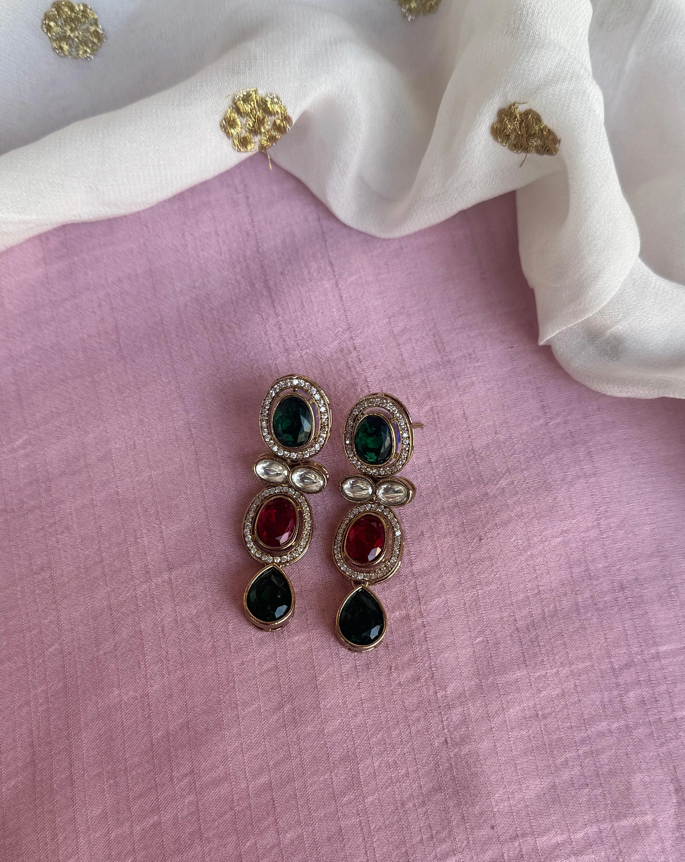 Stylish Victorian Polish Party Wear Earrings | Steorra Jewels