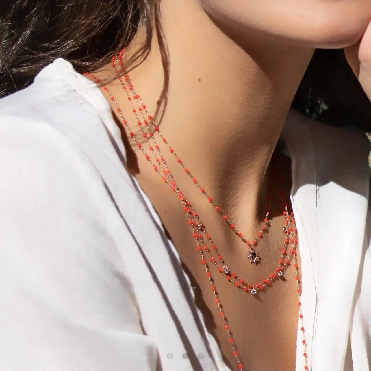 Sun Classic Gigi Coral necklace, Yellow Gold, 16.5"