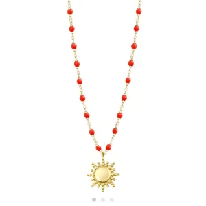 Sun Classic Gigi Coral necklace, Yellow Gold, 16.5"