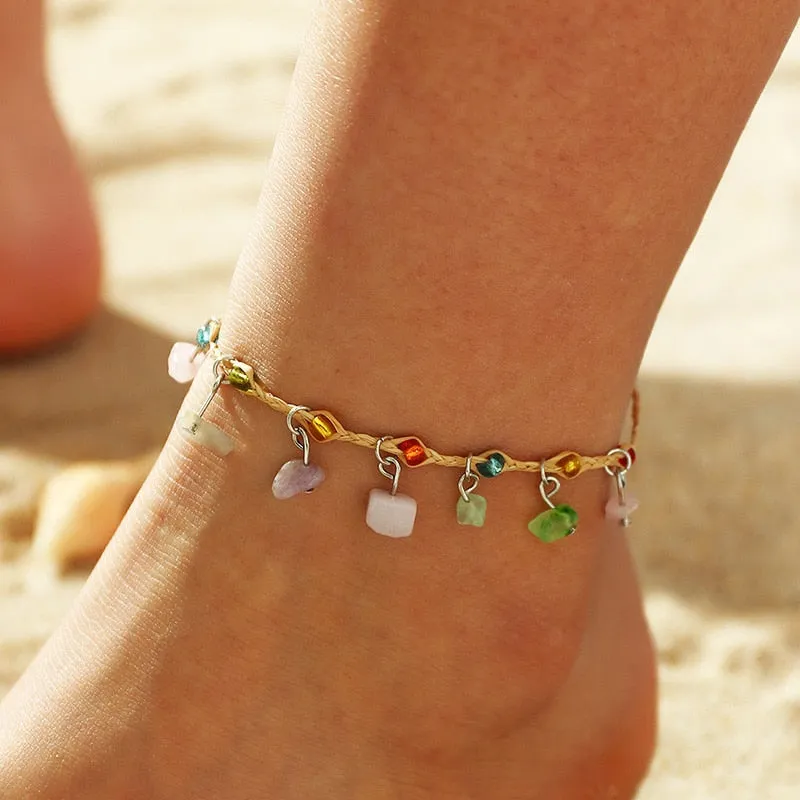 Sweet Daisy Flower Anklets for Women Beach Starfish Seashell Beads Anklet Leg Bracelet Bohemian Foot Chain Sandals Jewelry Gifts