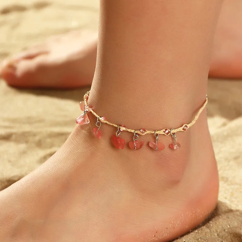 Sweet Daisy Flower Anklets for Women Beach Starfish Seashell Beads Anklet Leg Bracelet Bohemian Foot Chain Sandals Jewelry Gifts