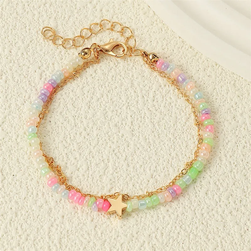 Sweet Daisy Flower Anklets for Women Beach Starfish Seashell Beads Anklet Leg Bracelet Bohemian Foot Chain Sandals Jewelry Gifts