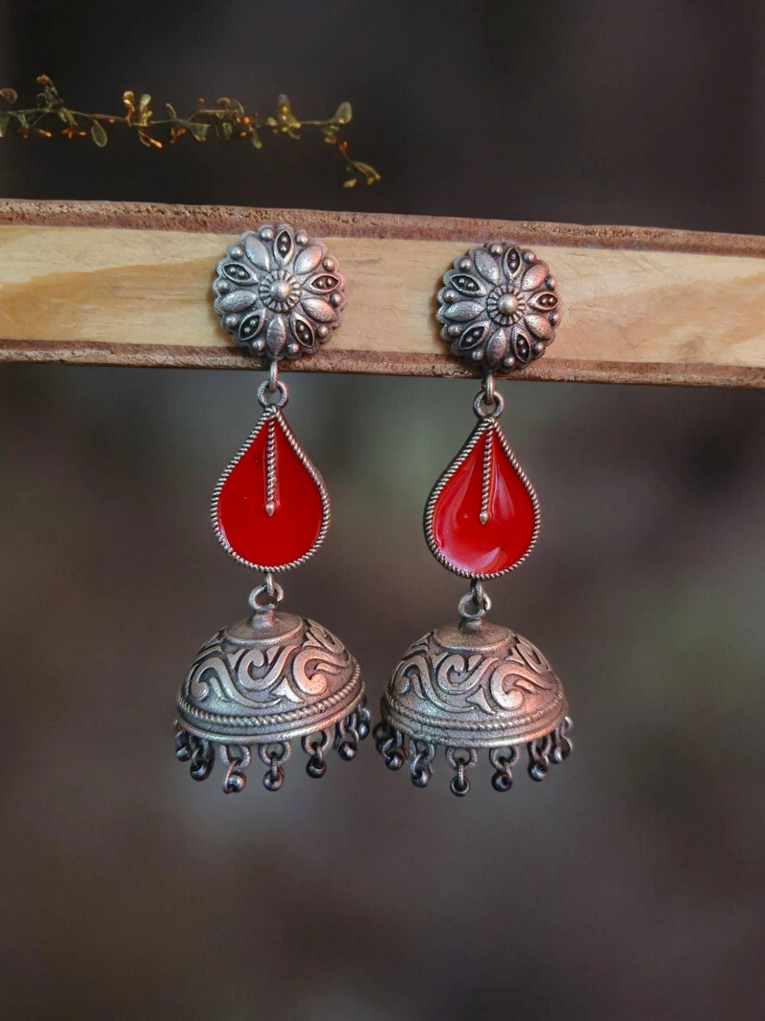Teardrop Meenakari Jhumka | Sarichka
