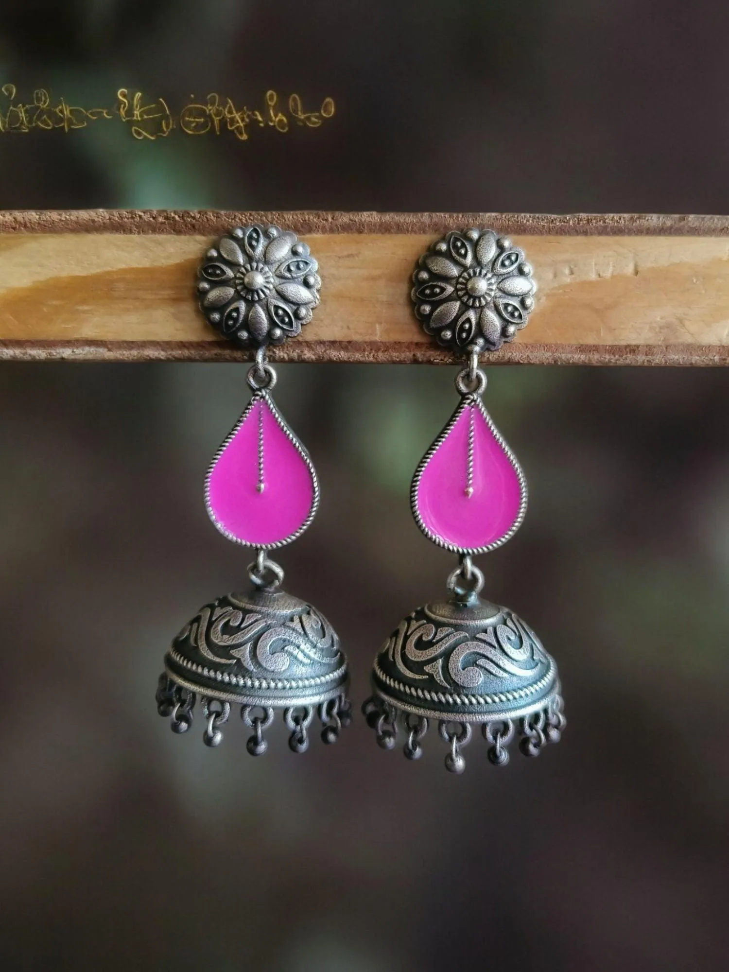 Teardrop Meenakari Jhumka | Sarichka