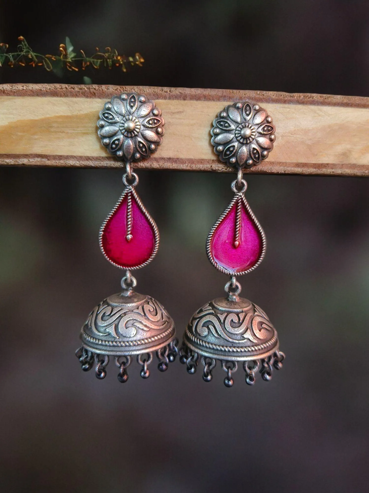 Teardrop Meenakari Jhumka | Sarichka