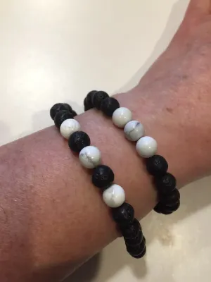 The Nirvana Corporation - Lava Bead Bracelet, Howlite, Small