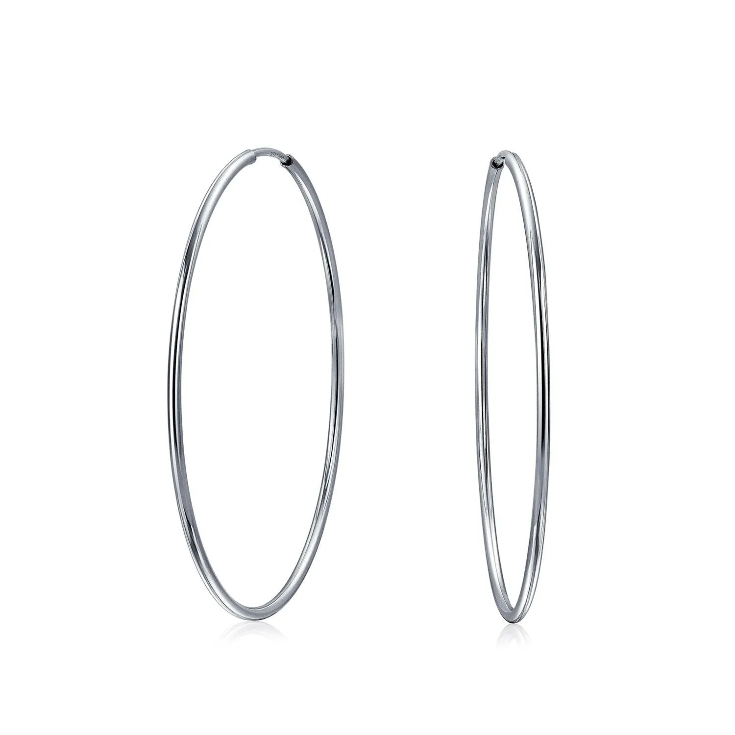Thin Minimalist Hoop Huggie Earrings Sterling Silver Various Sizes