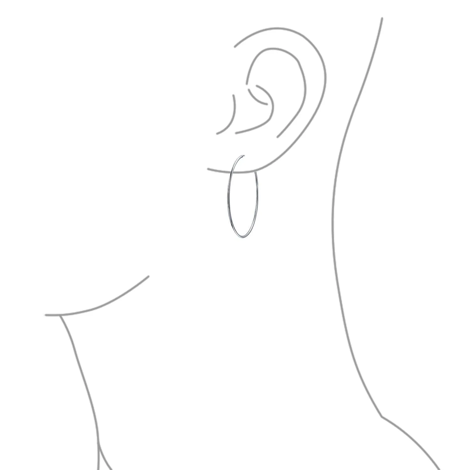Thin Minimalist Hoop Huggie Earrings Sterling Silver Various Sizes