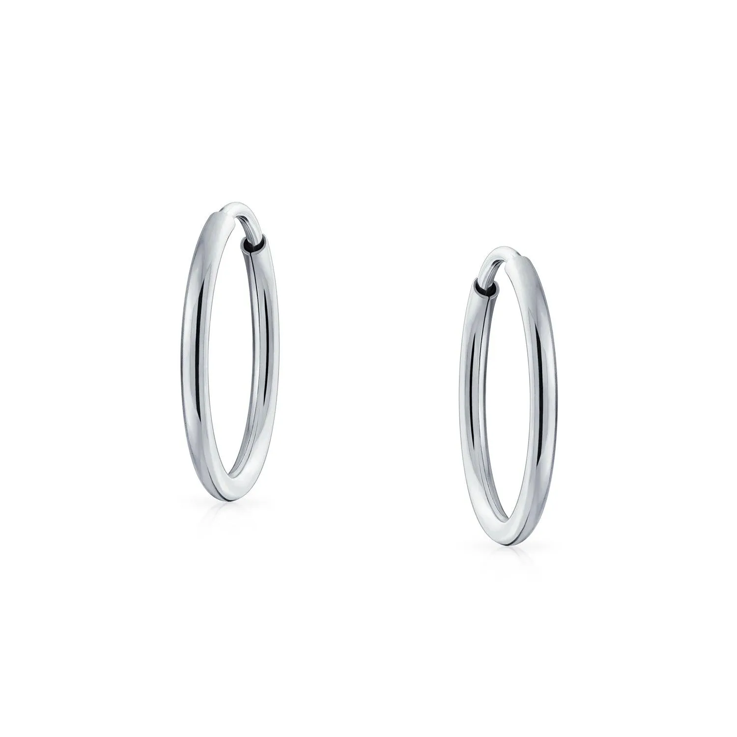 Thin Minimalist Hoop Huggie Earrings Sterling Silver Various Sizes