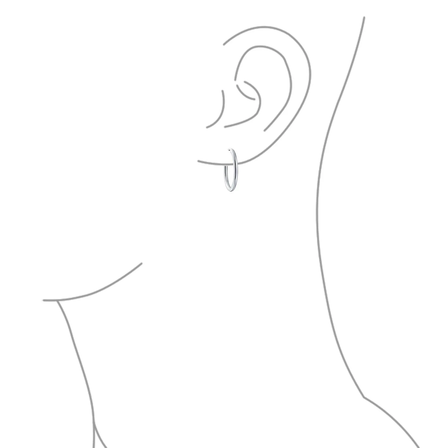 Thin Minimalist Hoop Huggie Earrings Sterling Silver Various Sizes