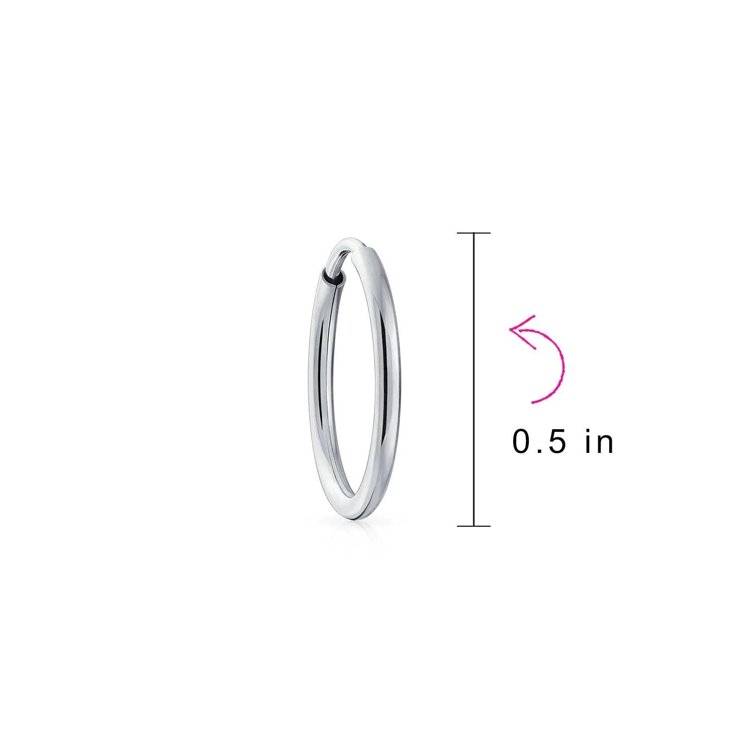 Thin Minimalist Hoop Huggie Earrings Sterling Silver Various Sizes