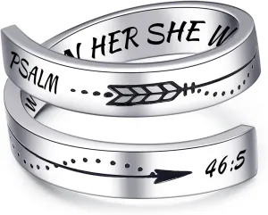Thumb Ring Inspirational Jewelry Stainless Steel Rings Women Adjustable Personality Encouragement Gift for Her