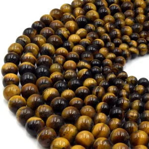 Tiger Eye Beads - 2mm to 14mm Sizes - Brown Jewelry Making Gemstone Beads with Chatoyant Effect