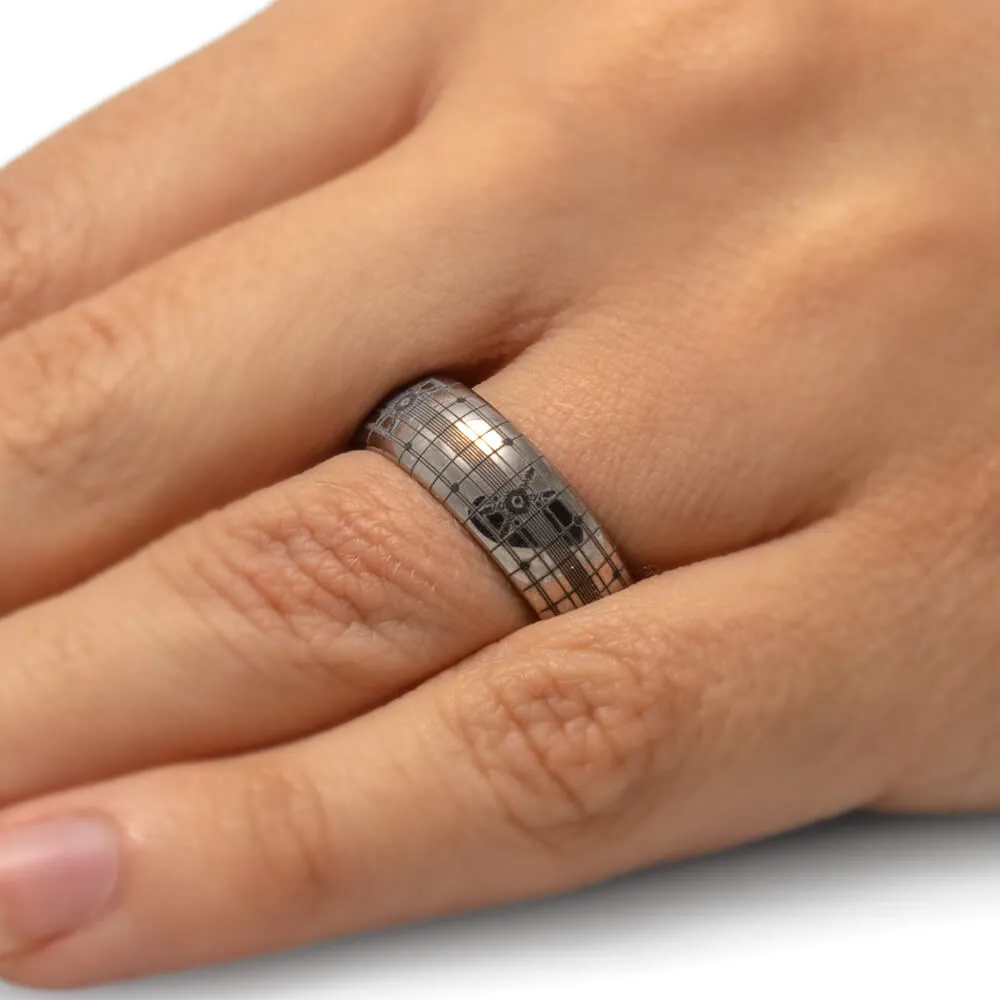 Titanium Wedding Band With Intricate Engraving
