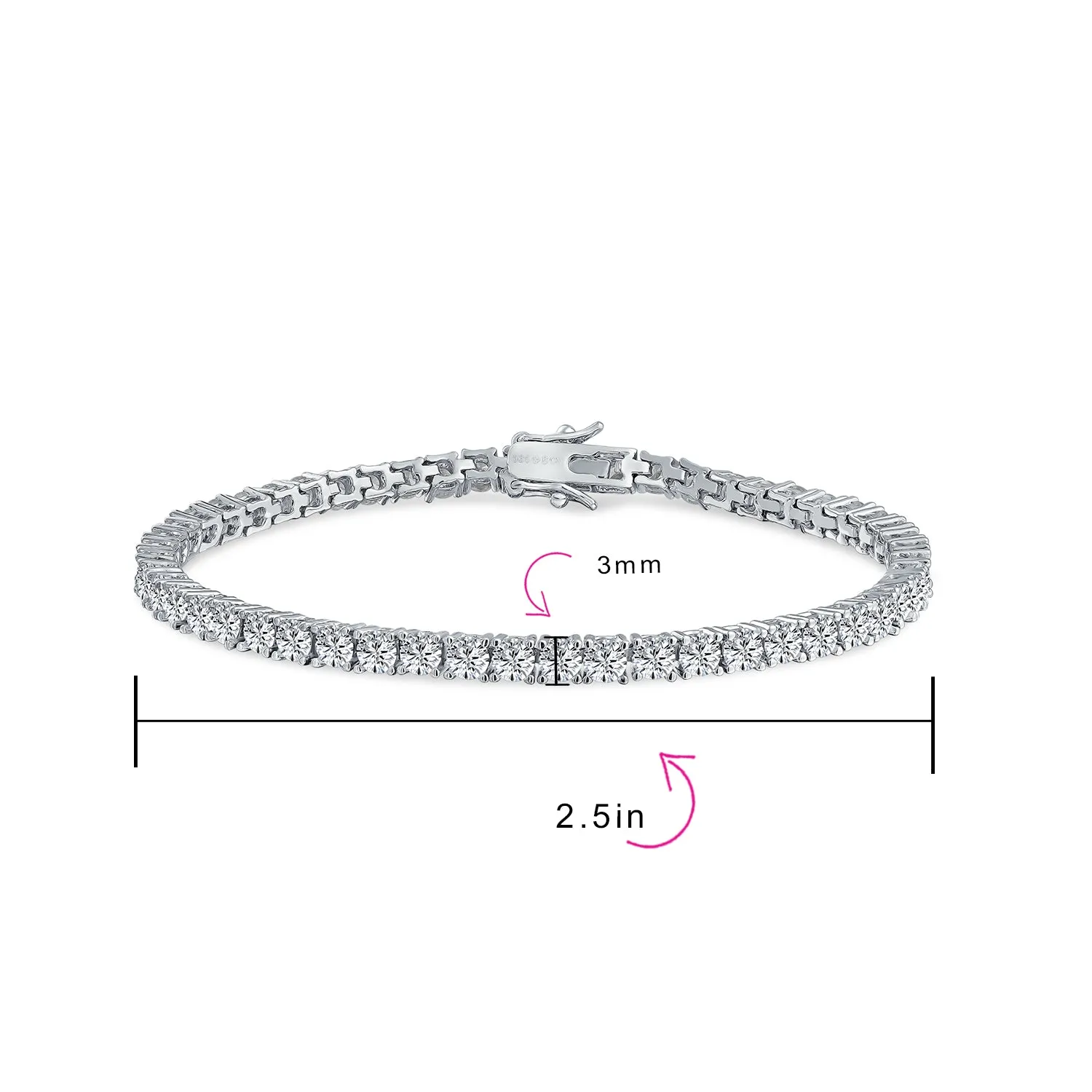 Traditional Bridal Jewelry 10 CT CZ Round Solitaire Tennis Bracelet Sterling Silver