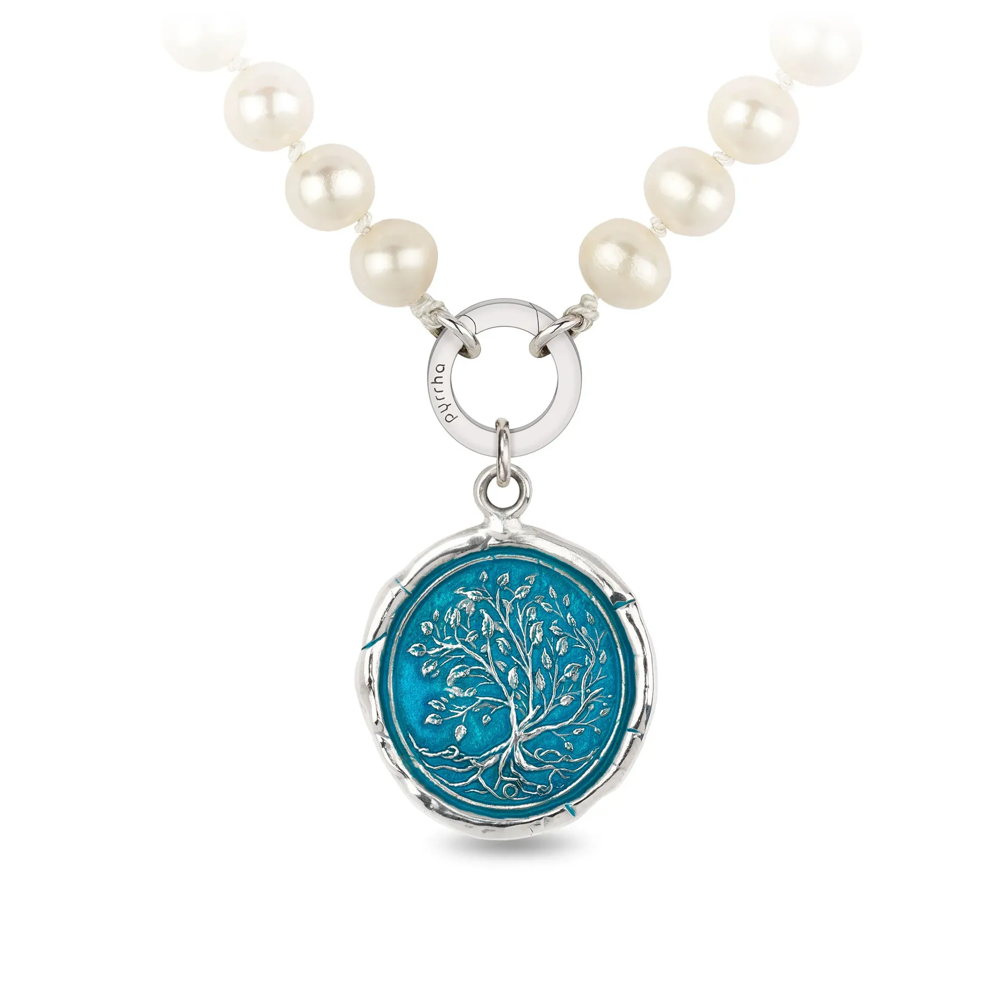 Tree Of Life Knotted Freshwater Pearl Necklace - Capri Blue