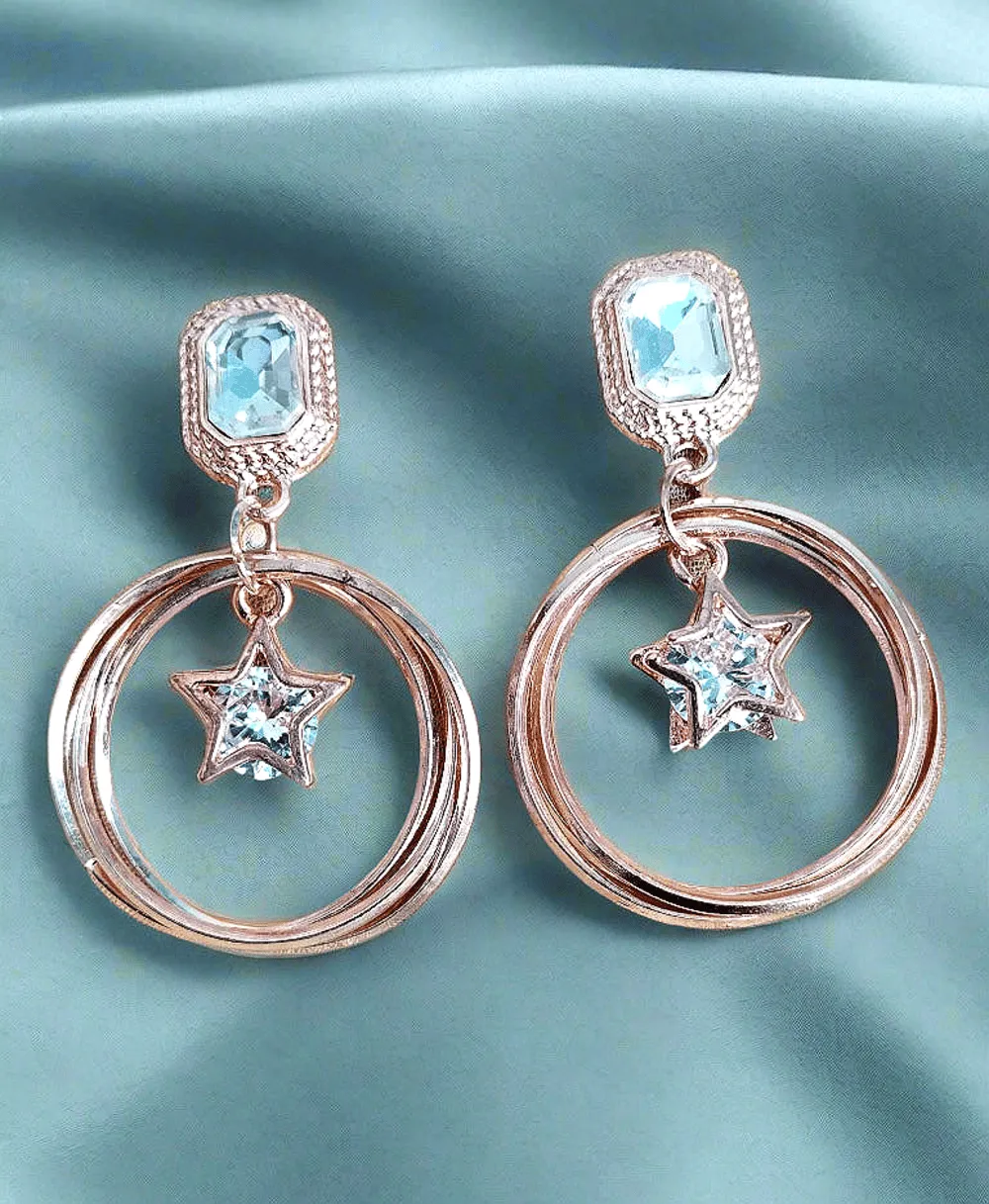 Trendy light weight shiny earring with korean western stylish danglers-a