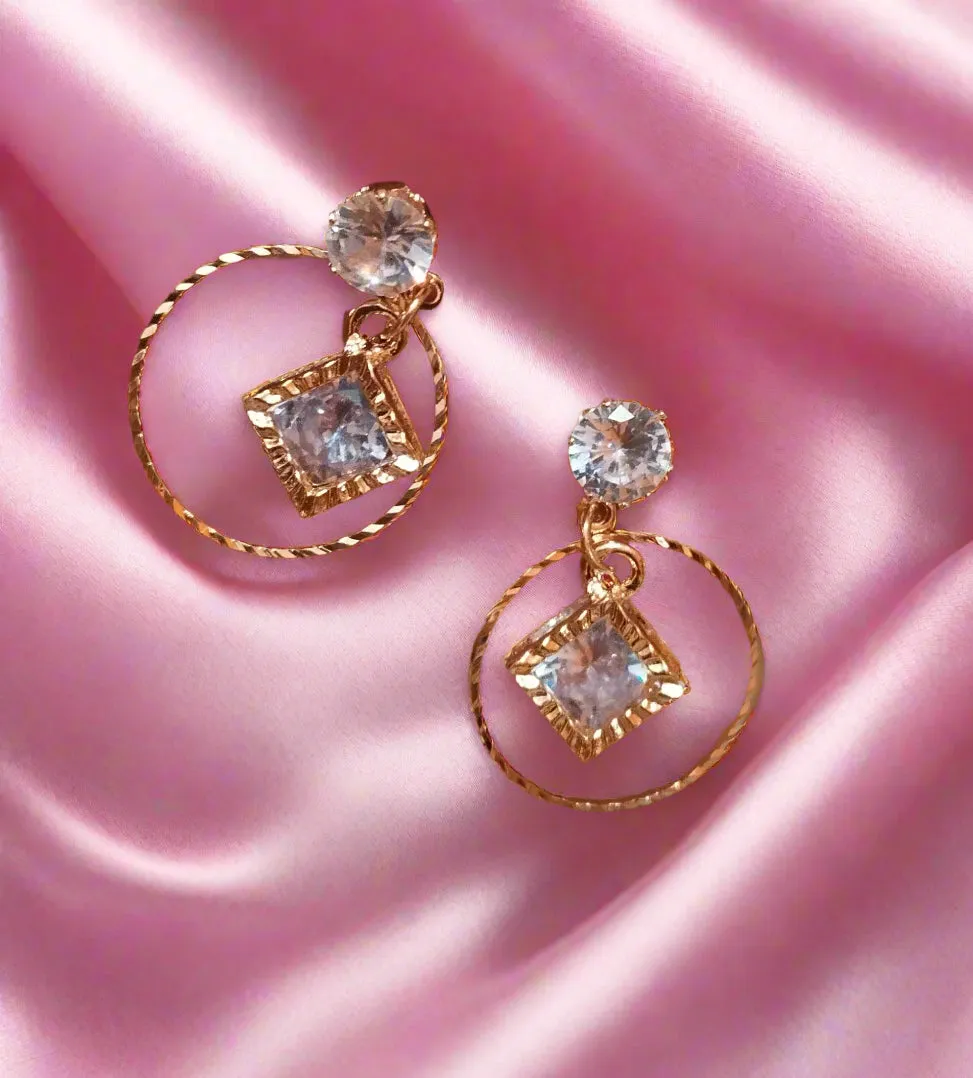 Trendy light weight shiny earring with korean western stylish danglers-a