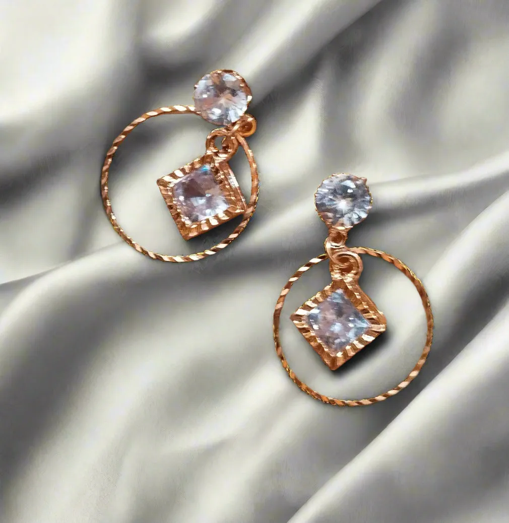 Trendy light weight shiny earring with korean western stylish danglers-a