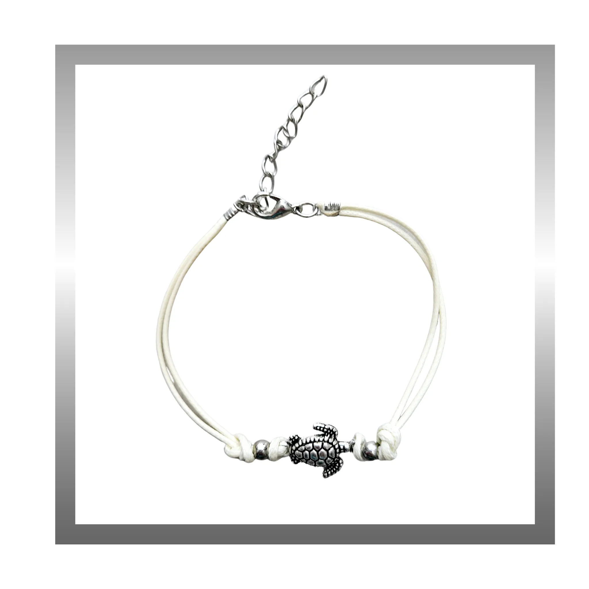 Turtle Charms Accent Anklet Hemp