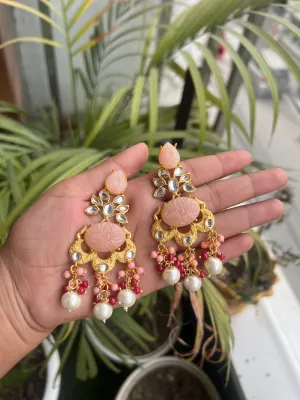 Versatile Women’s Hanging Drop Earrings in Peach Jhumki Style For Women & Girls.