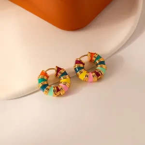 Vintage colorful dripping oil earrings niche design sense stylish personality macaron earring earrings