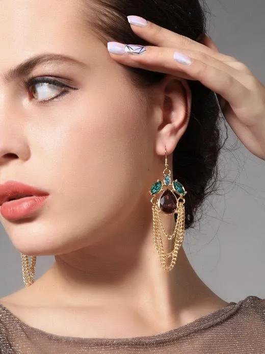 Vintage Retro Water Drops Tassel Earrings Simple Wild Earrings for Evening Party