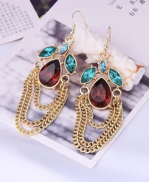 Vintage Retro Water Drops Tassel Earrings Simple Wild Earrings for Evening Party
