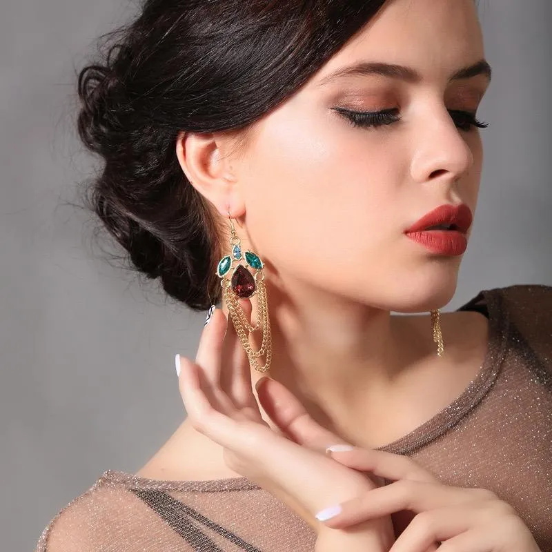 Vintage Retro Water Drops Tassel Earrings Simple Wild Earrings for Evening Party