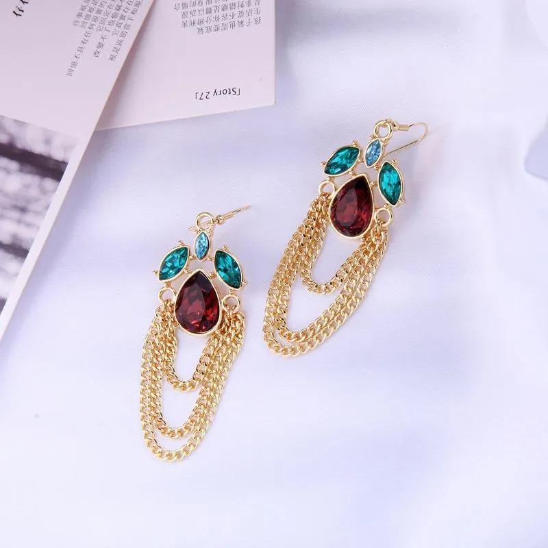 Vintage Retro Water Drops Tassel Earrings Simple Wild Earrings for Evening Party