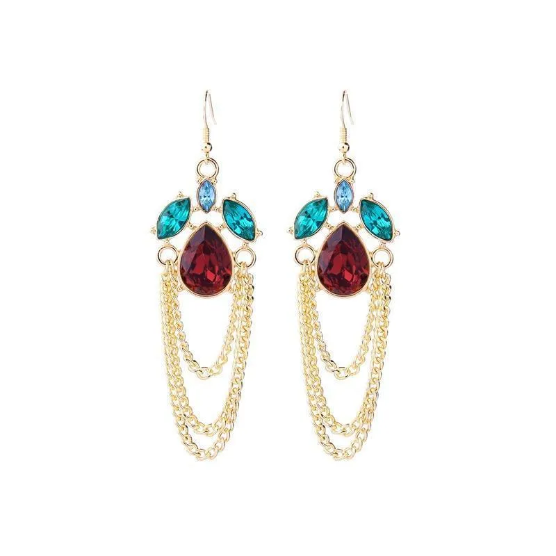 Vintage Retro Water Drops Tassel Earrings Simple Wild Earrings for Evening Party