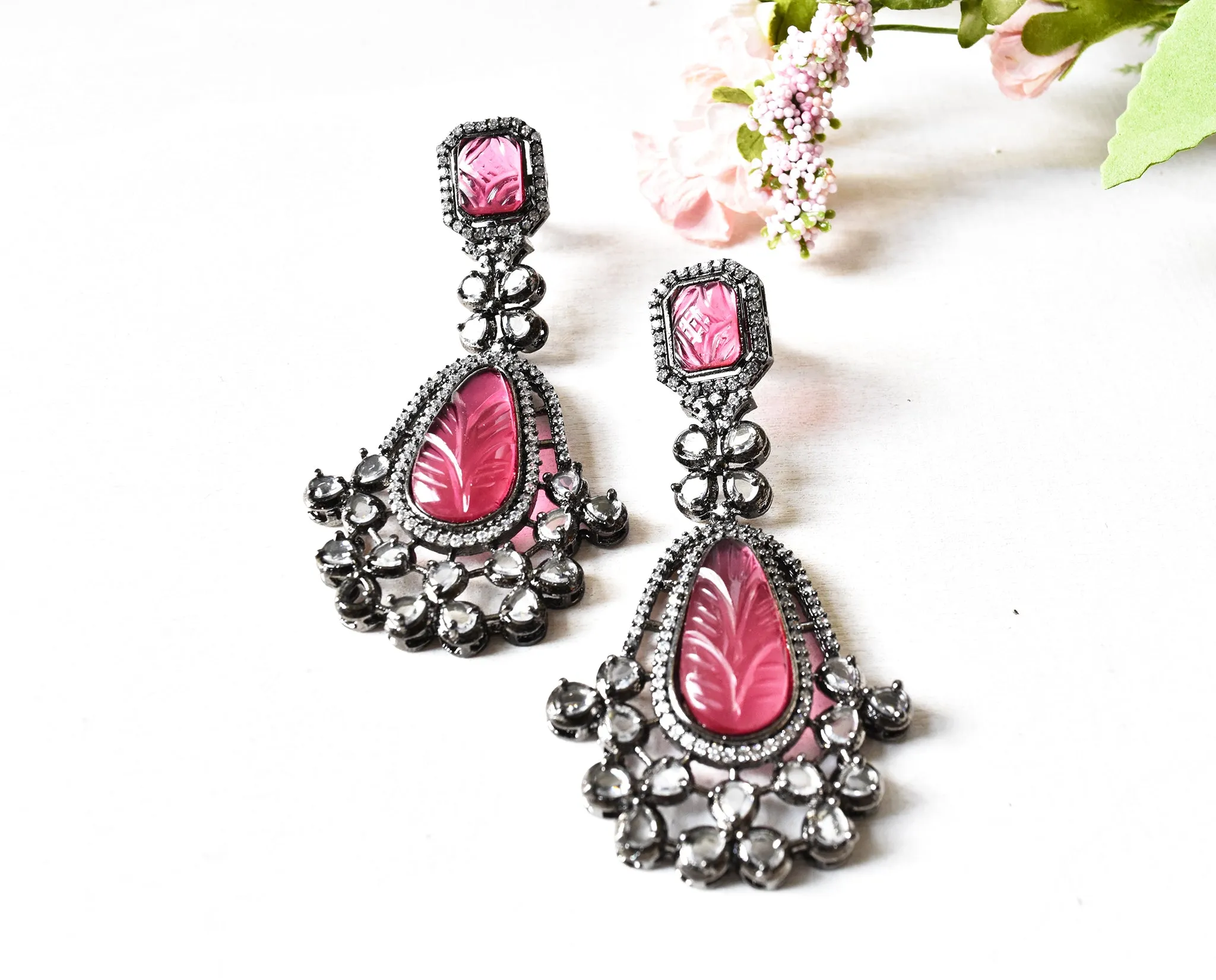 Vintage Studded Long Earrings