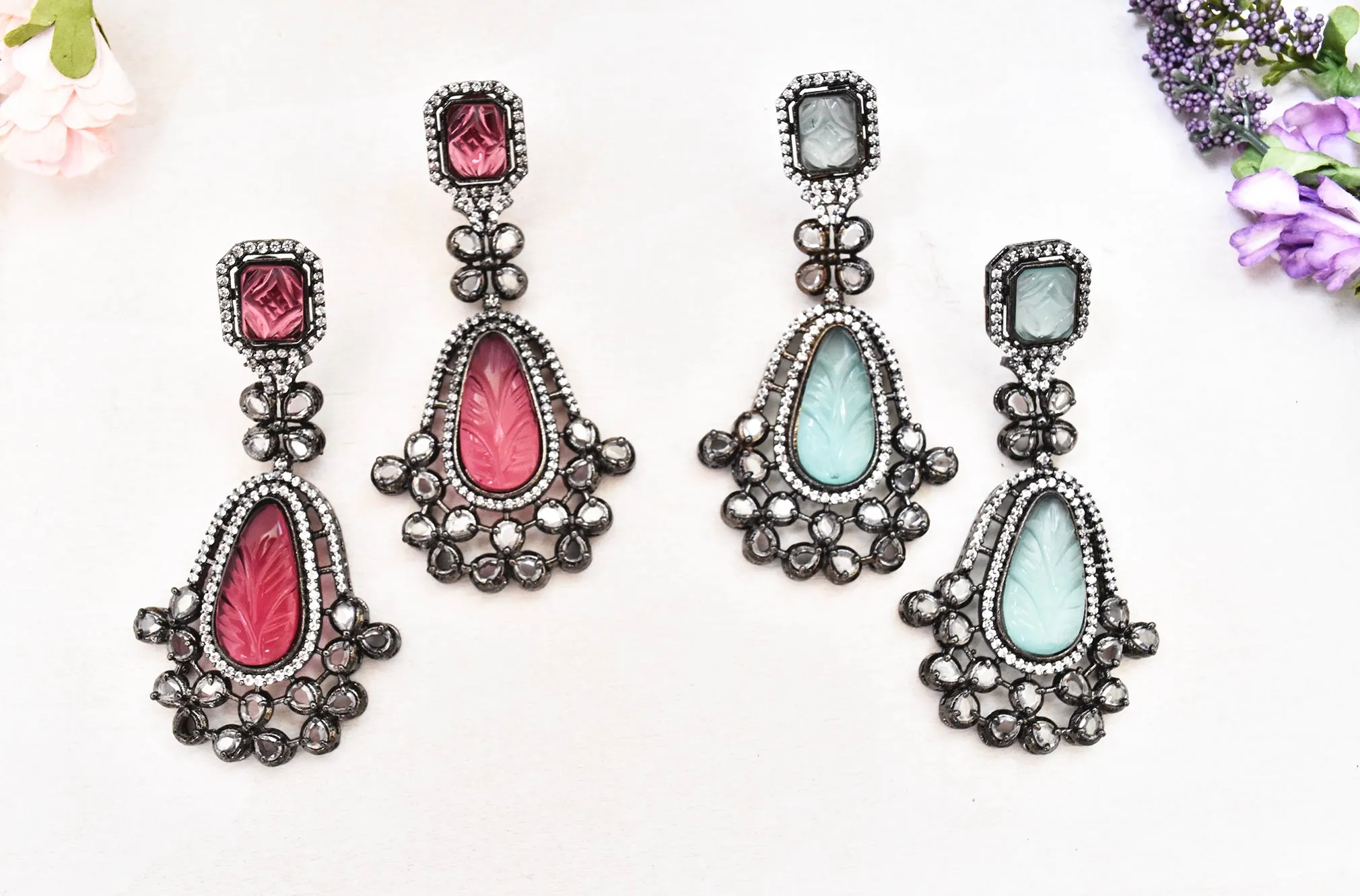 Vintage Studded Long Earrings