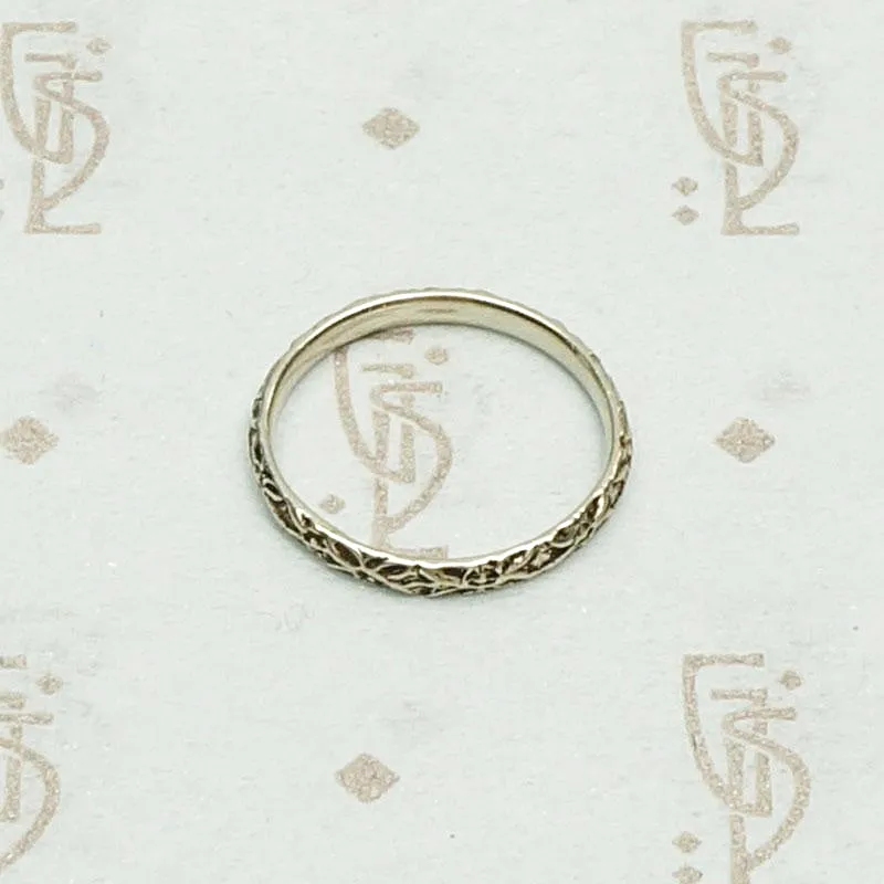 Wee White Gold Band with Irises