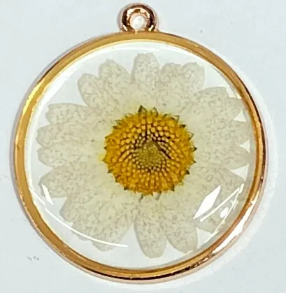White Spherical Floral Design Resin Pendants with Two Holes