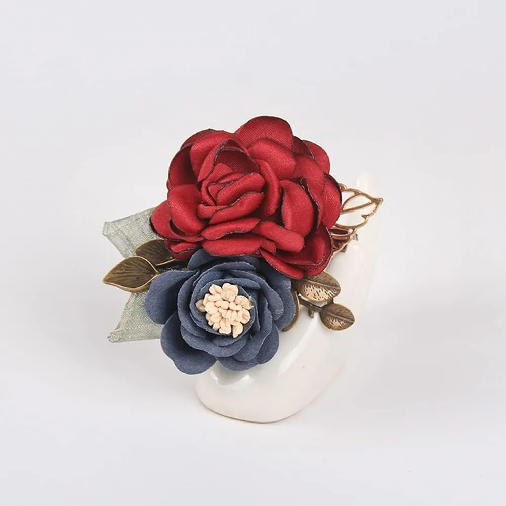 Women's Fabric Flower Brooch - Fashion Coat Brooch and Hairpin Head Flower Dual Purpose (Multi-Color Optional)