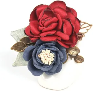 Women's Fabric Flower Brooch - Fashion Coat Brooch and Hairpin Head Flower Dual Purpose (Multi-Color Optional)